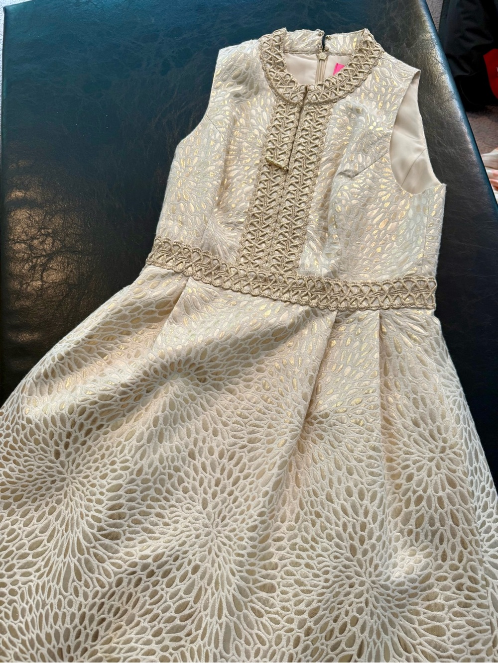 Lilly Pulitzer Cream Dress with Gold Lace Accents